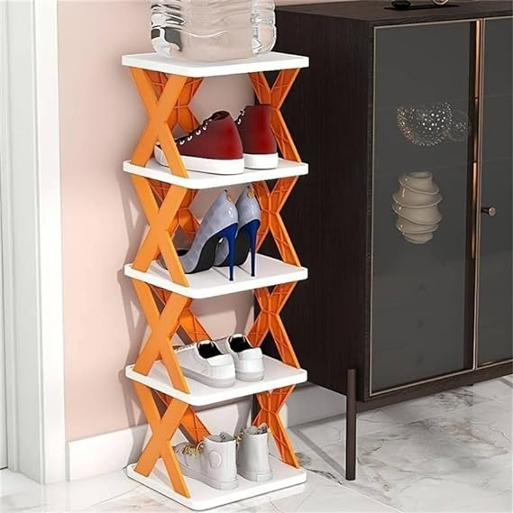 5 Layer X-Shoe Plastic Rack Heavy Duty Space Saving Storage Organizer