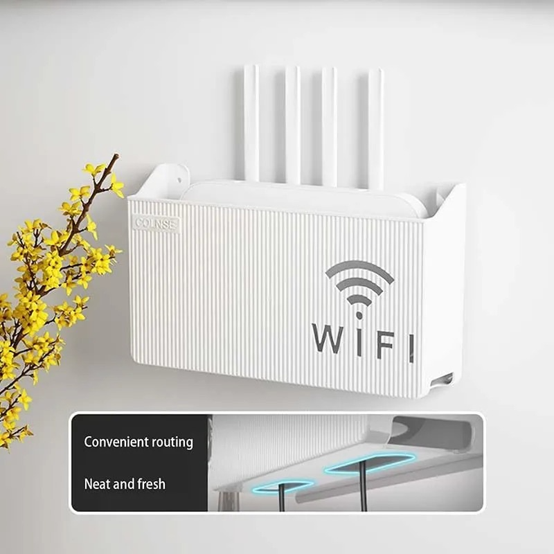 WiFi Router Storage Box Rack Wall-mounted Punch-free Living Room Wall Organizer