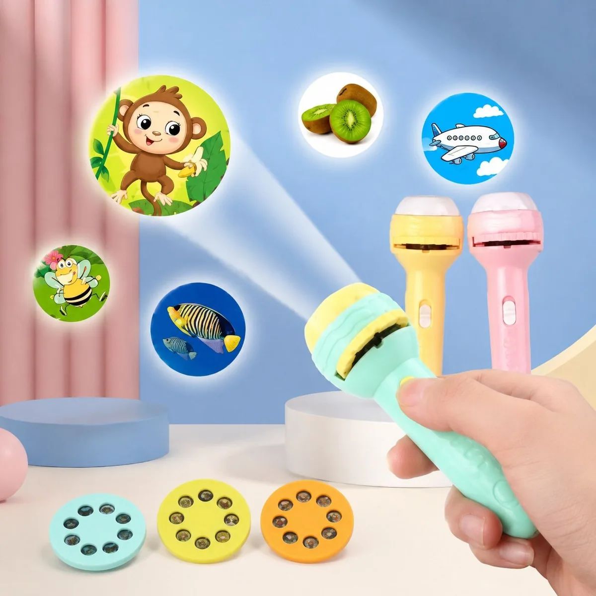 Mini Projector 3 Slides 24 Patterns Flashlight Torch - Kids Projection Light Toy