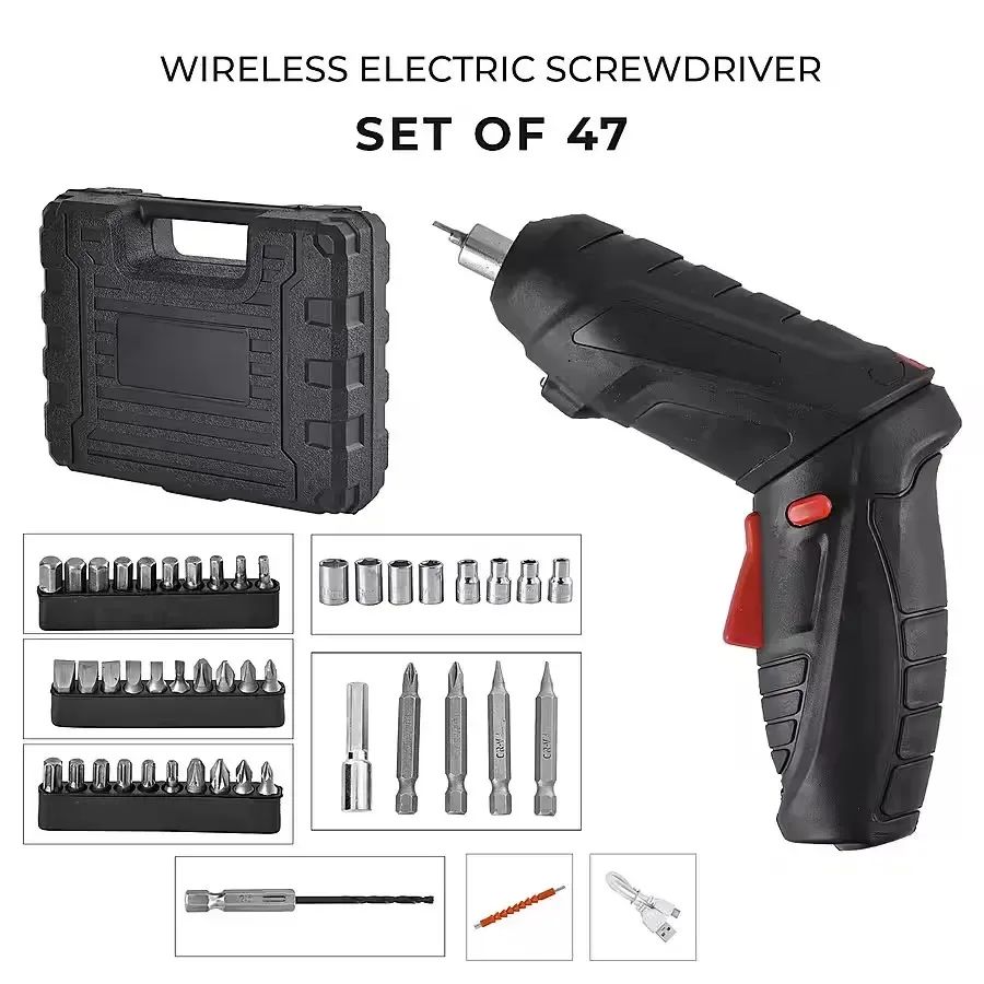 Electric Screwdriver 48pcs Set Cordless Drill & Tool Kit
