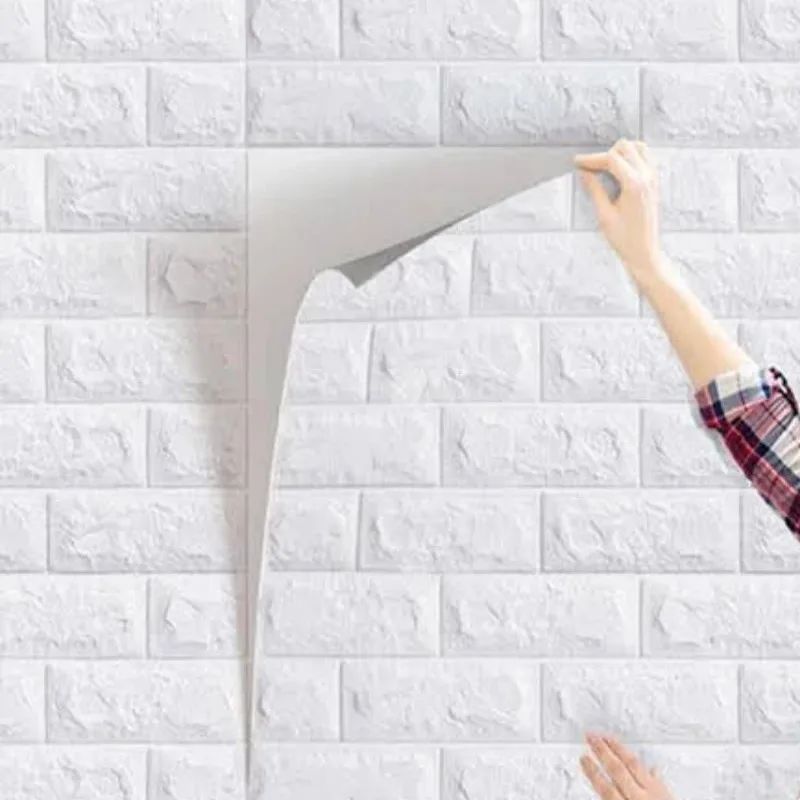 3D Foamic Brick Sheet - White (70x77cm) Waterproof Wall Sticker