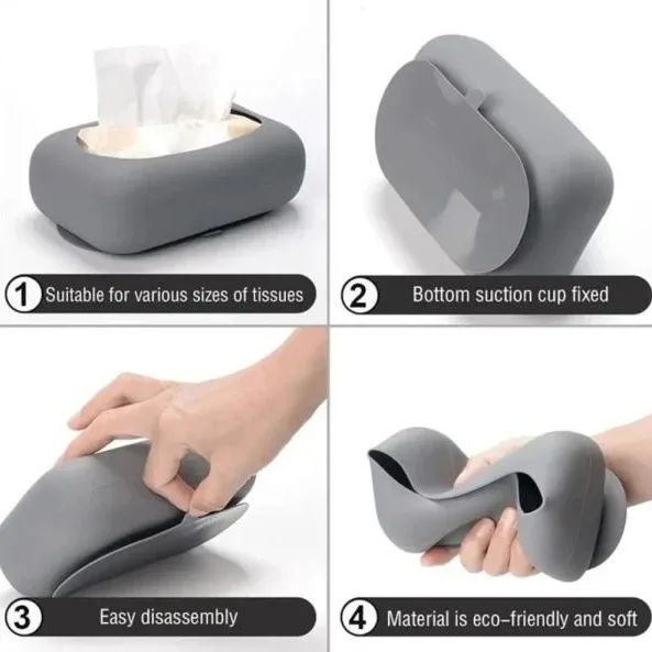 Silicone Suction Tissue Box Holder with Box Packing (Mix/Random Colour)