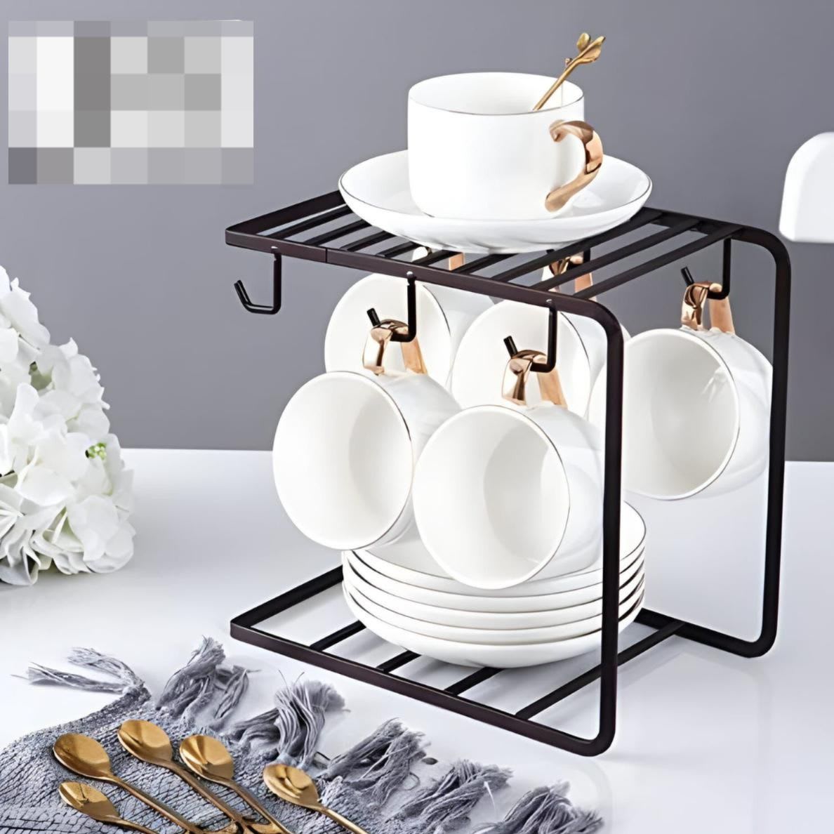 Cup & Plate Corner Shelf Organizer | Space-Saving Kitchen Rack