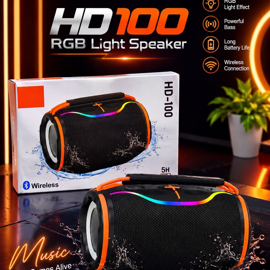 HD100 Portable RGB Light Speaker | Wireless Bluetooth & Deep Bass