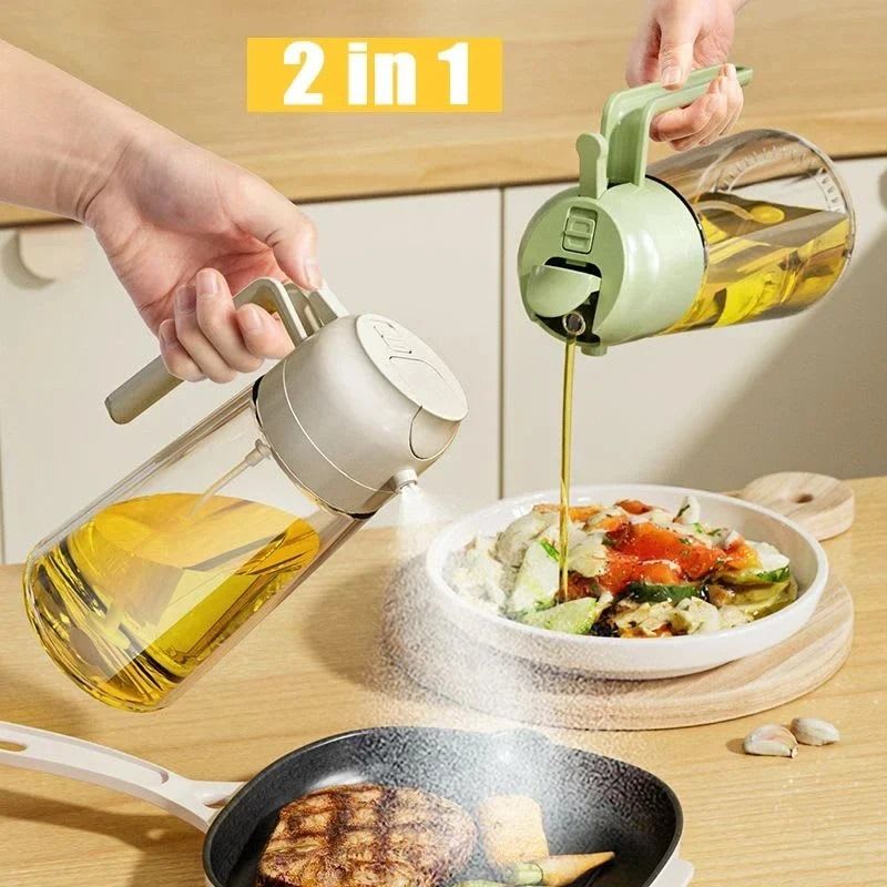 2-in-1 Oil Dispenser and Sprayer Bottle | Glass Cooking Oil Cruet