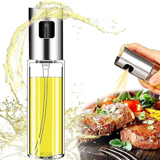 100ml Edible Cooking Oil Spray Bottle | Stainless Steel & Glass Misting Dispenser