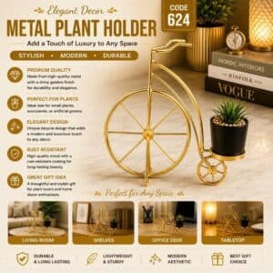 golden-bicycle-metal-plant-holder