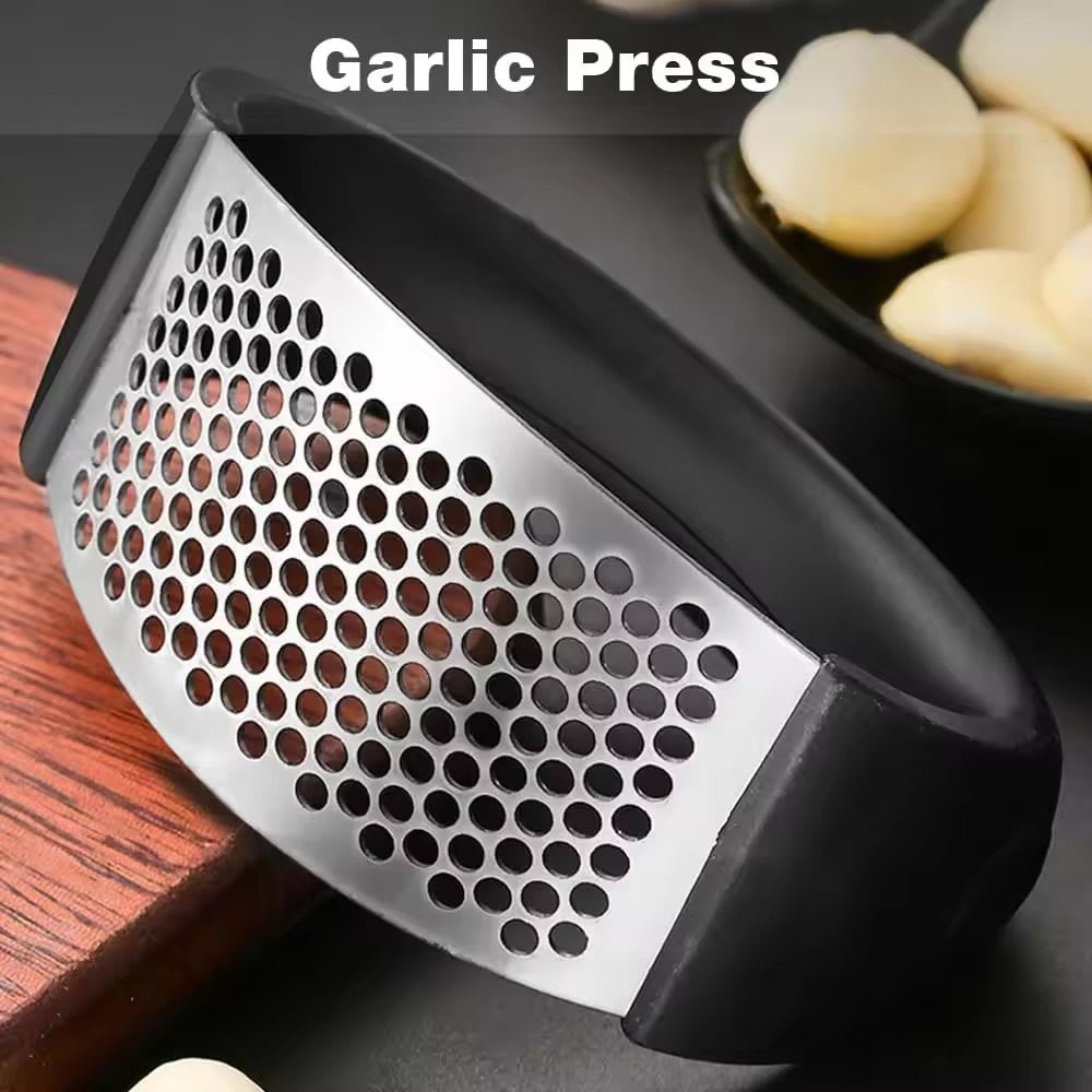 Stainless Steel Garlic Press | Rocking Garlic Mincer & Crusher Tool