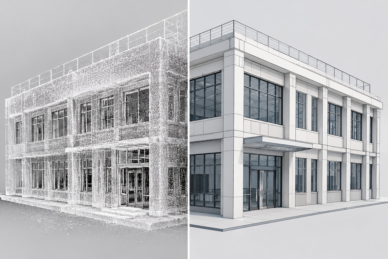 Point cloud scan converted into an as-built BIM model of an existing Ohio building