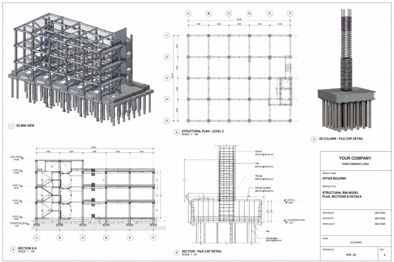 Structural BIM model coordinated with architectural geometry for an Ohio building