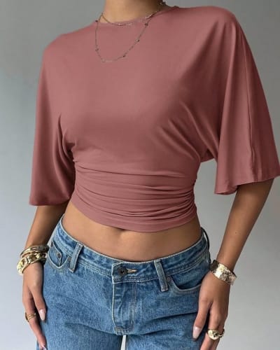 Round neck flared top