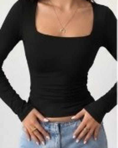 Square Neck Long Sleeve Top
