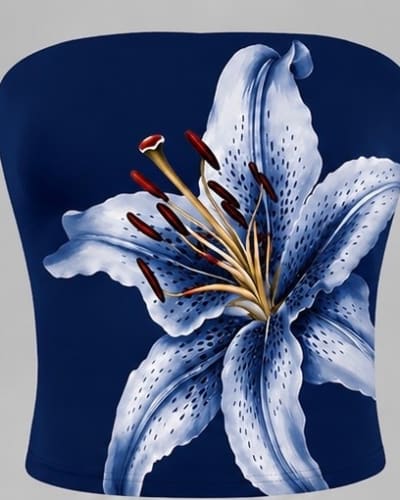 Blue printed tube top