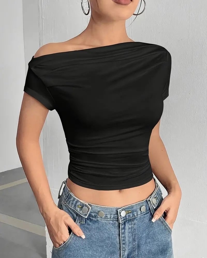 Scrunched slide top in Black