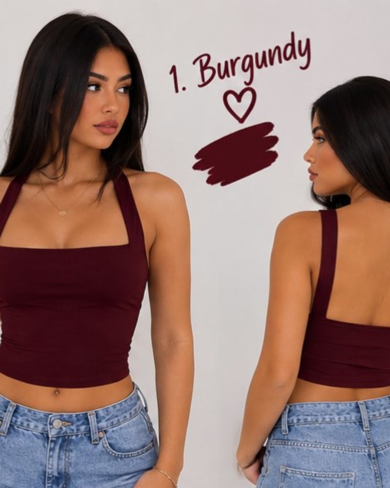Halter tank top in Burgundy