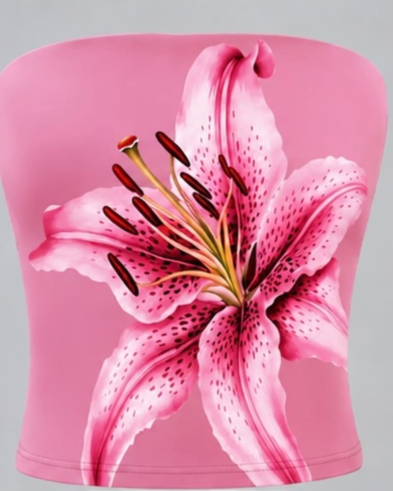 Pink printed tube top in Pink