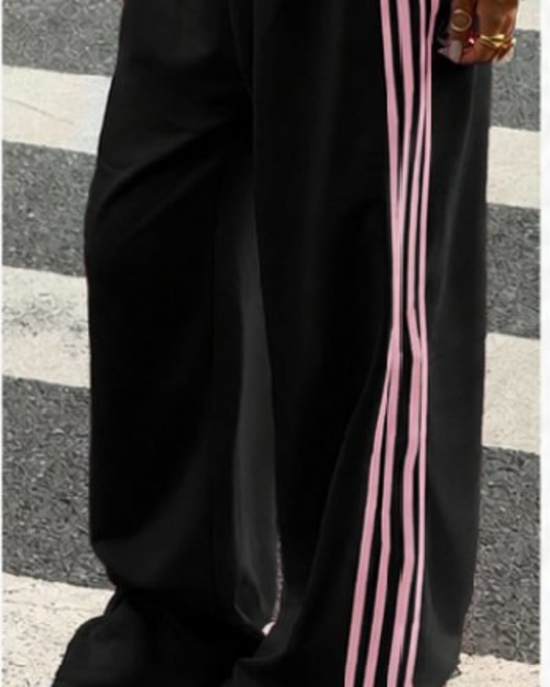 TripleStrip Wide Joggers in Black