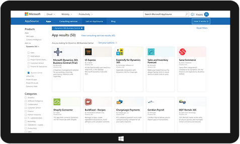 Business extensions interface