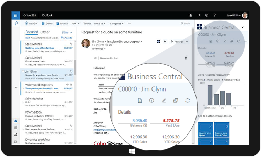 Outlook integration dashboard