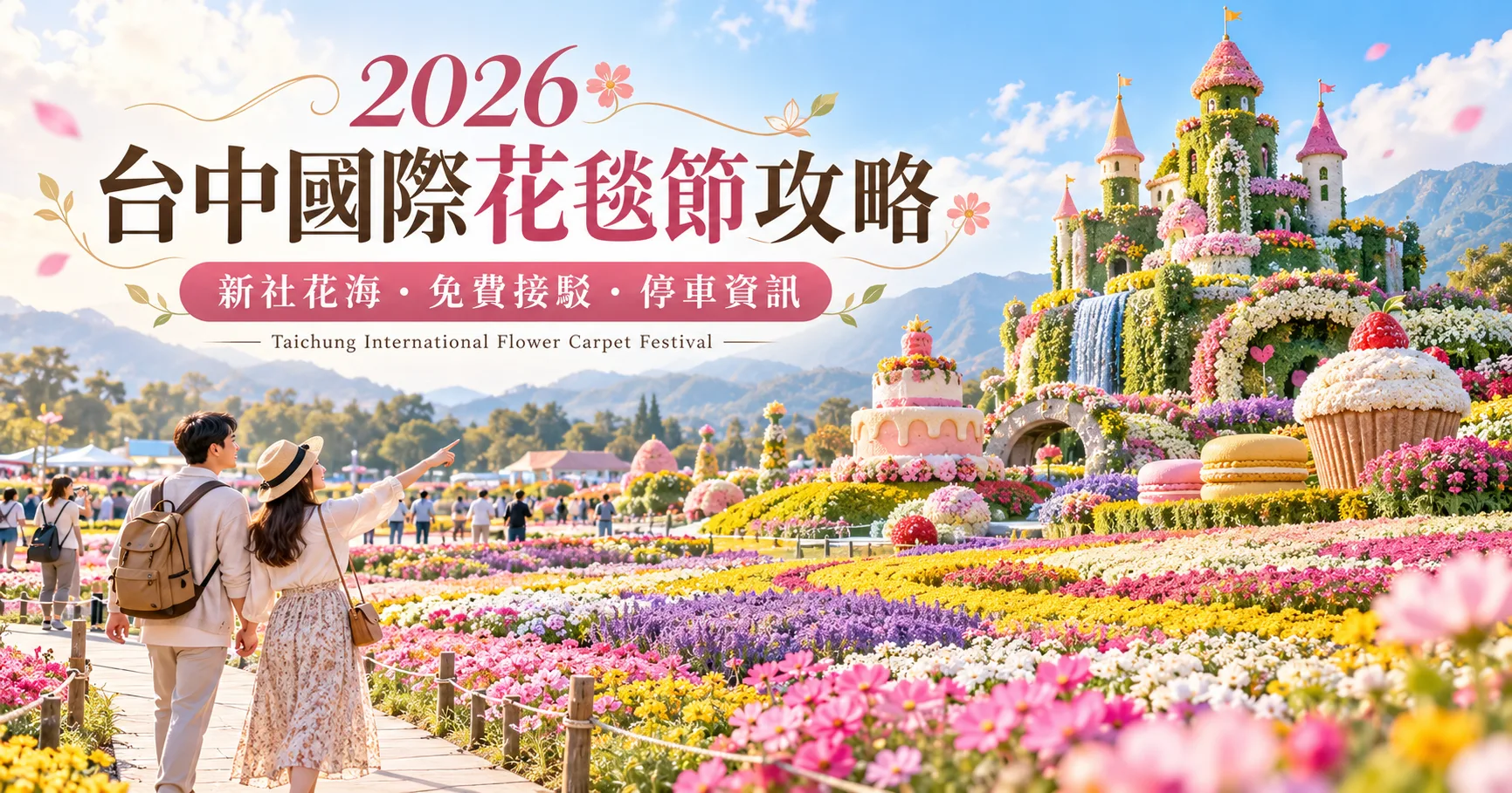 2026台中國際花毯節攻略｜三麗鷗7大展區、新社接駁車、停車與交通懶人包