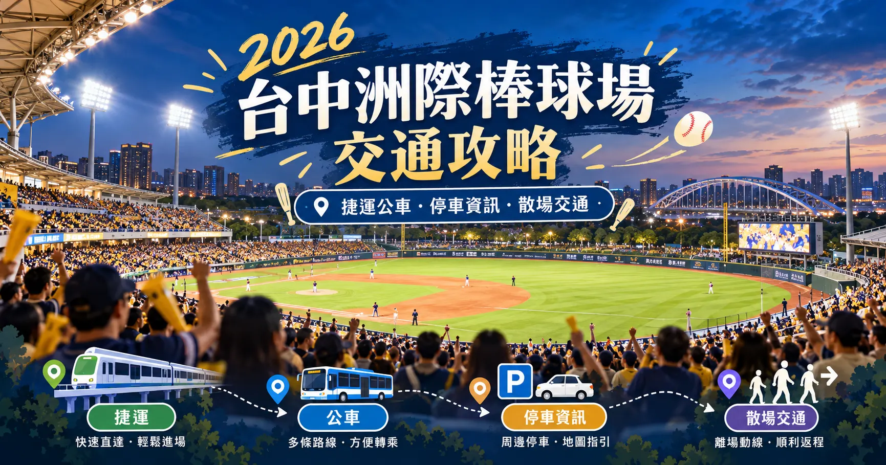 2026台中洲際棒球場交通攻略｜捷運公車、停車、看球散場與逢甲住宿