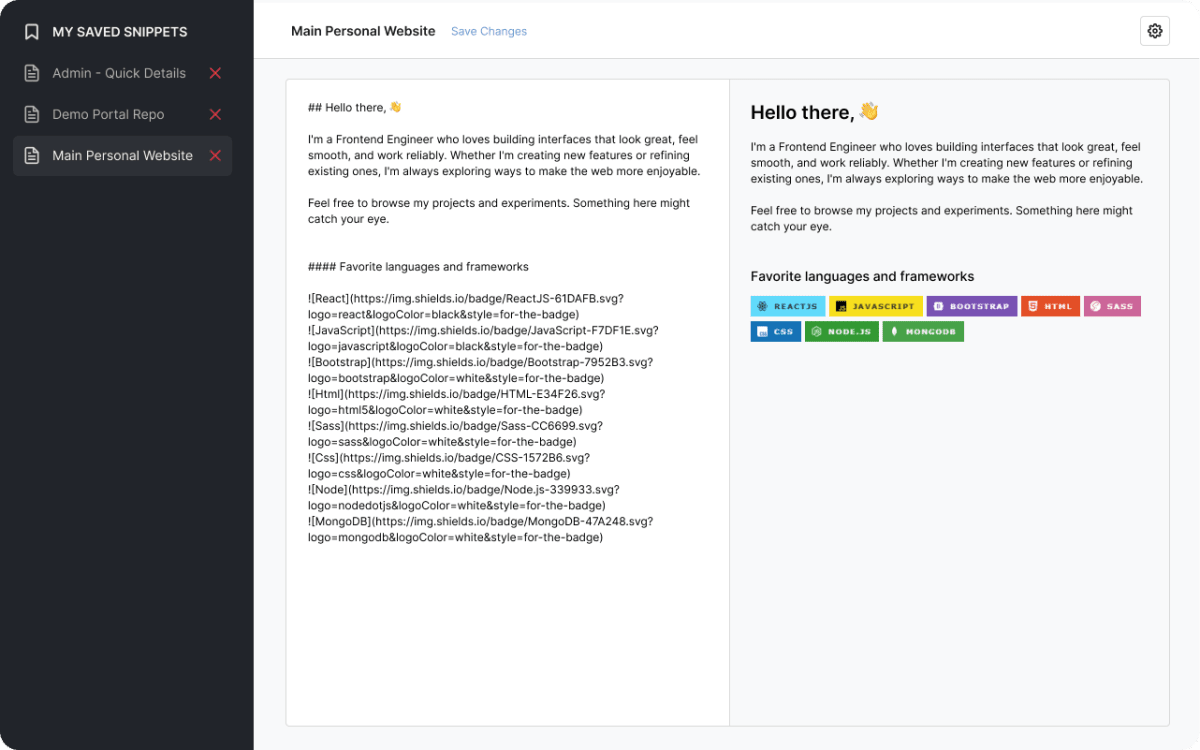 Project Case Study: Modular Markdown Editor - Frontend Engineering by Derrick Reeder