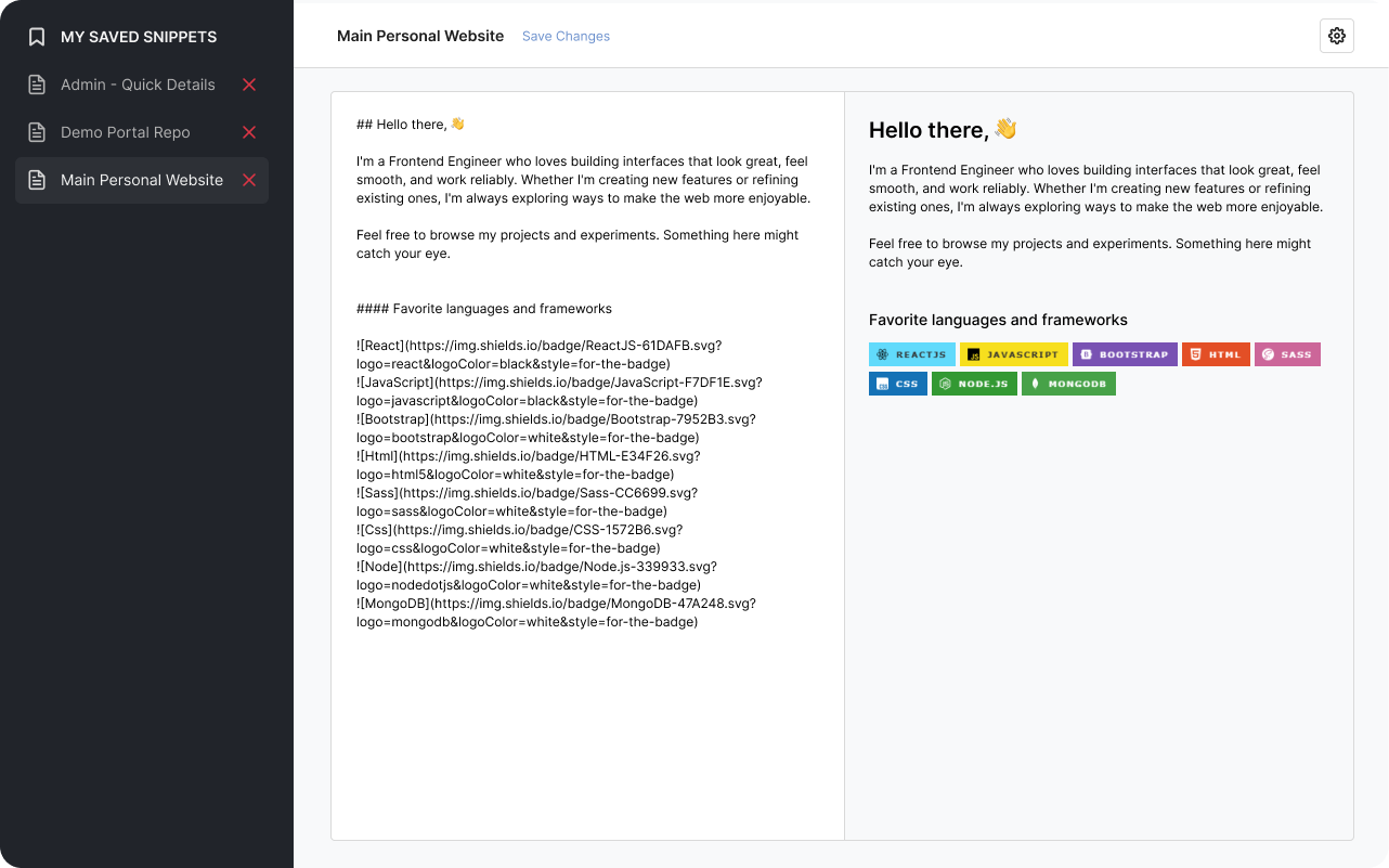 Modular Markdown Editor