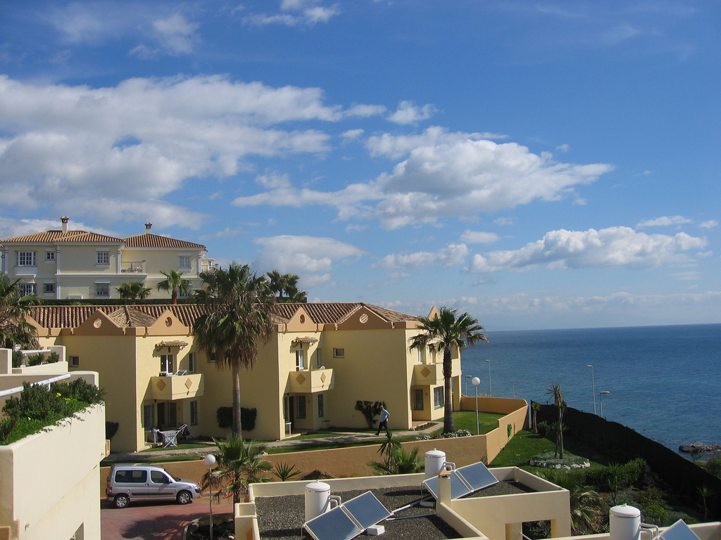 Luxury resort with palm trees