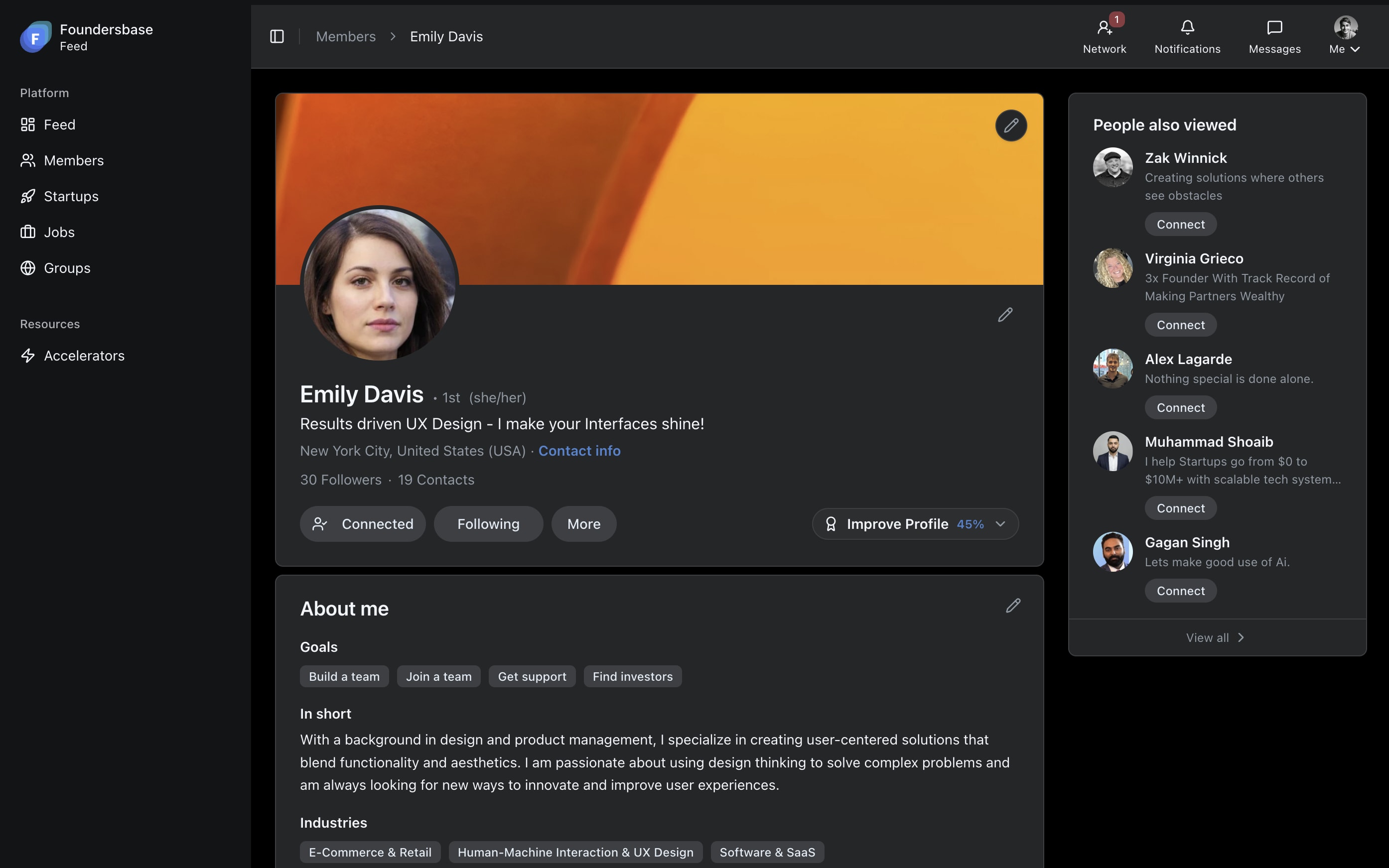Foundersbase founder profile — connect and collaborate