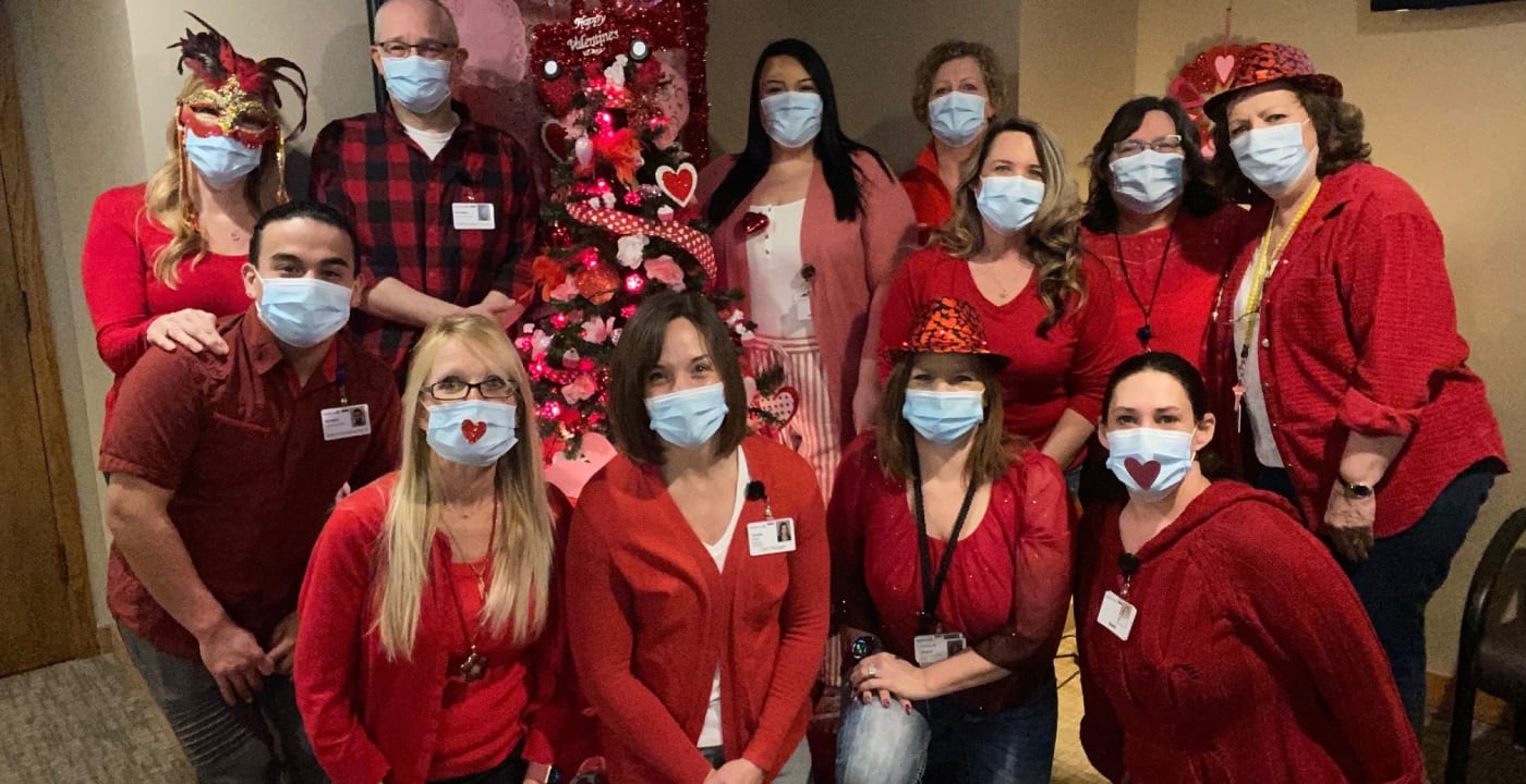 MultiCare staff wearing red