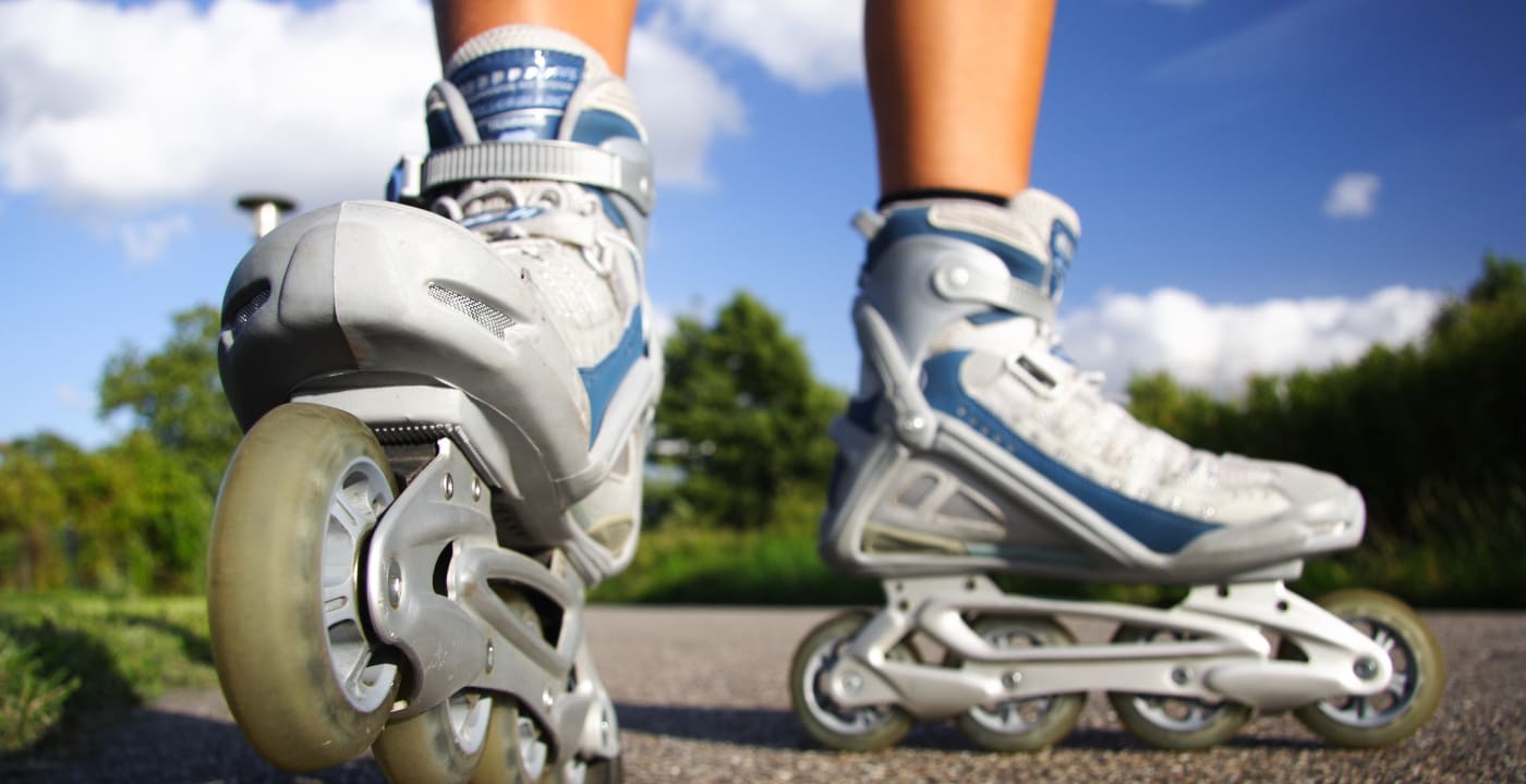 Up close rollerblades