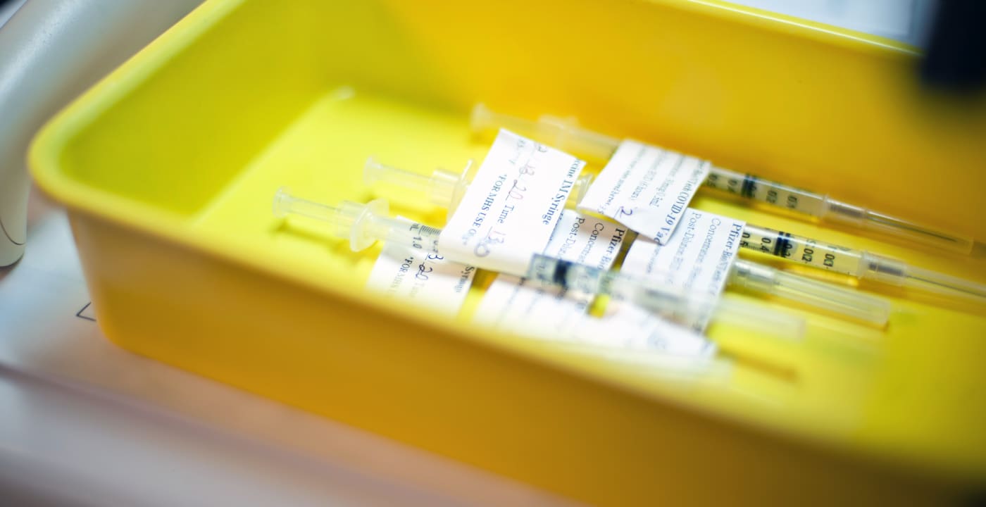 Vaccines laying in a tray