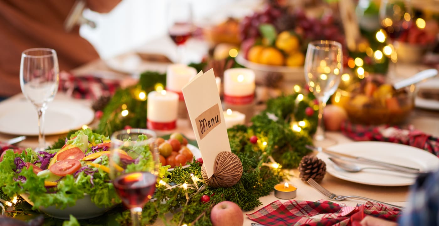 Table set with a holiday meal