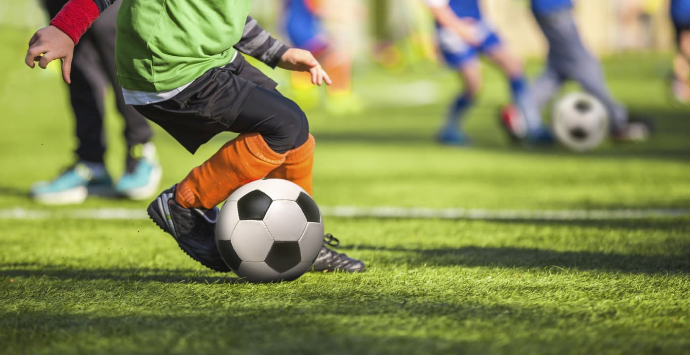 Kids playing soccer