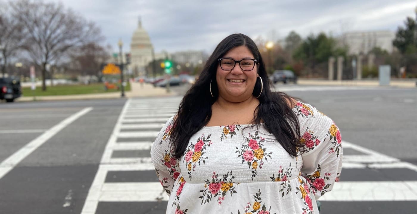 Lady in Washington DC smiling