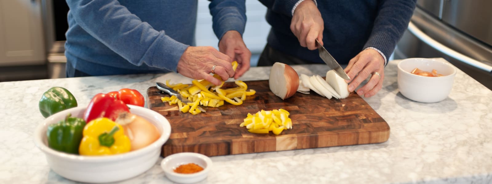 Couple preparing dinner