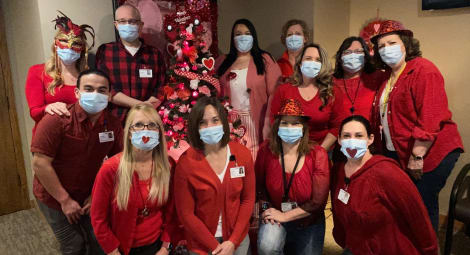 MultiCare staff wearing red