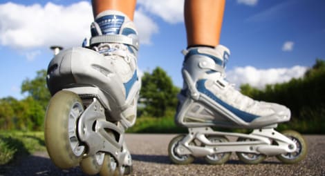 Up close rollerblades