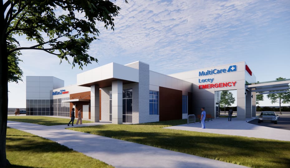 Renderings of the neighborhood emergency department in Lacey, Washington.