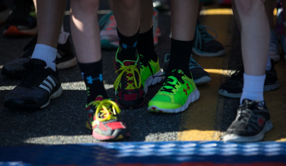 Participants at the starting line in sneakers