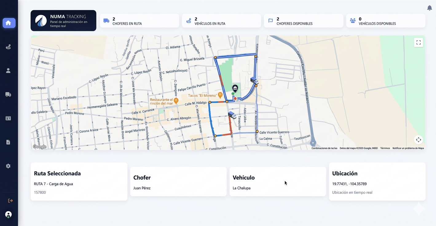 Interfaz del sistema Numa Tracking