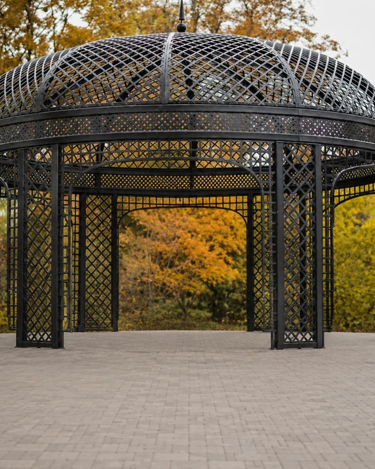 Garden ceremony gazebo before wedding decoration