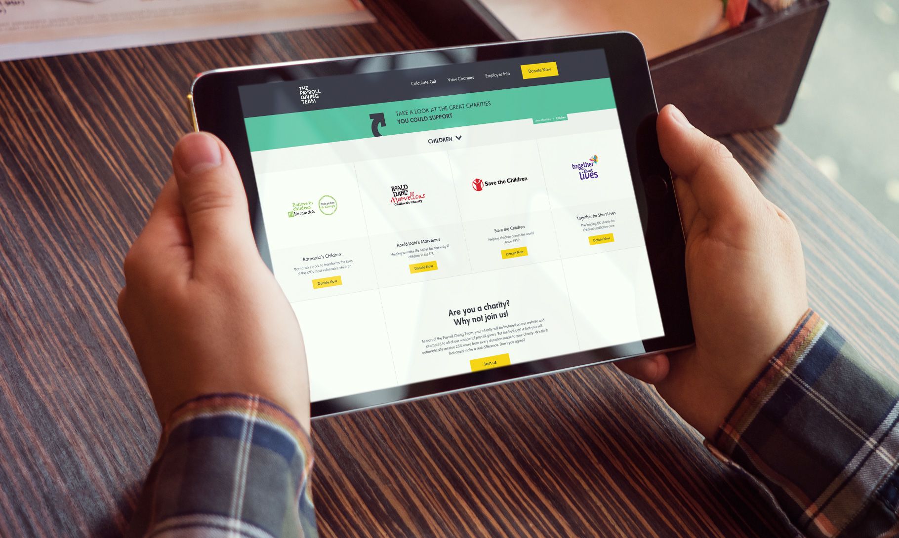 The Payroll Giving Team charities webpage