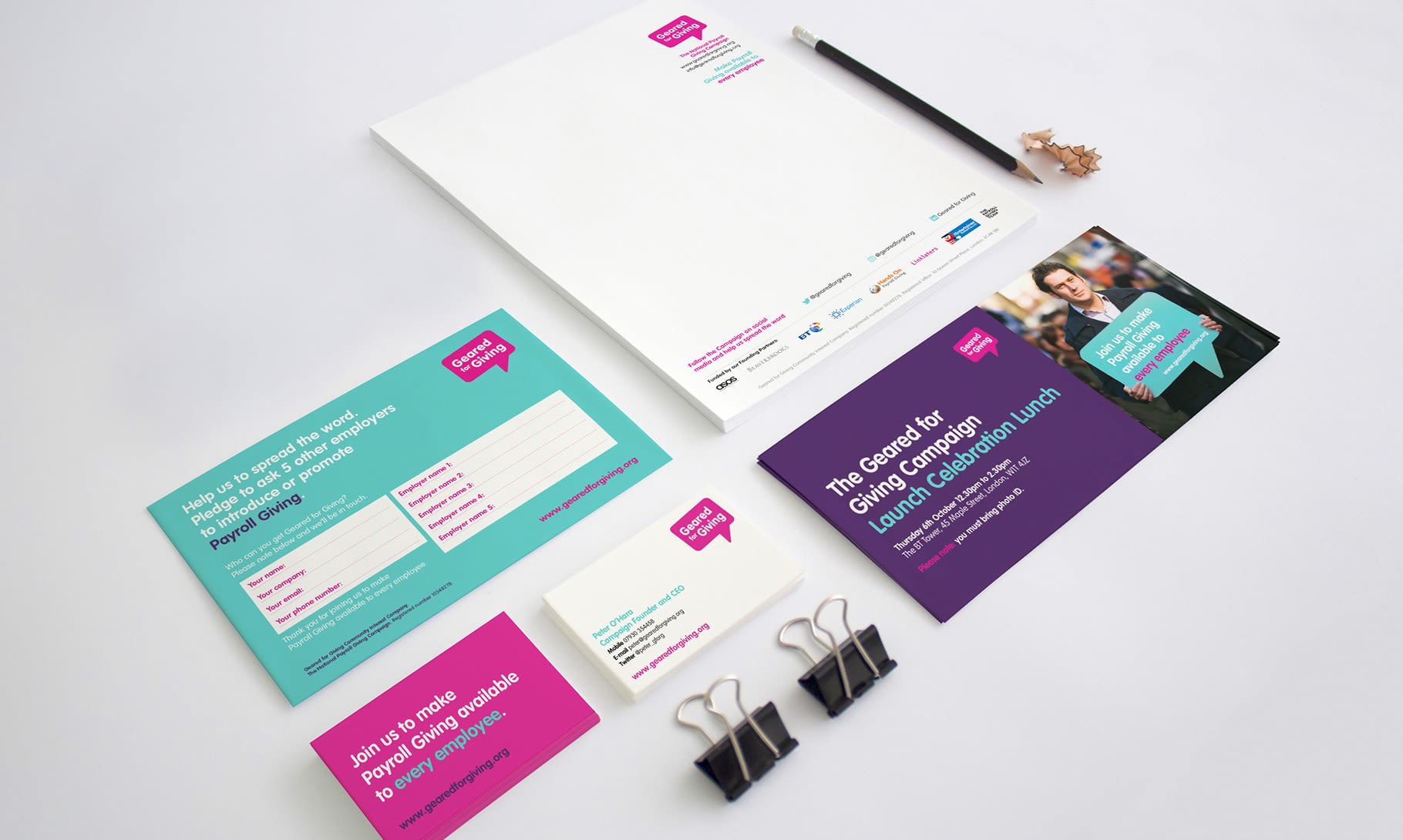 Geared for giving branded stationery