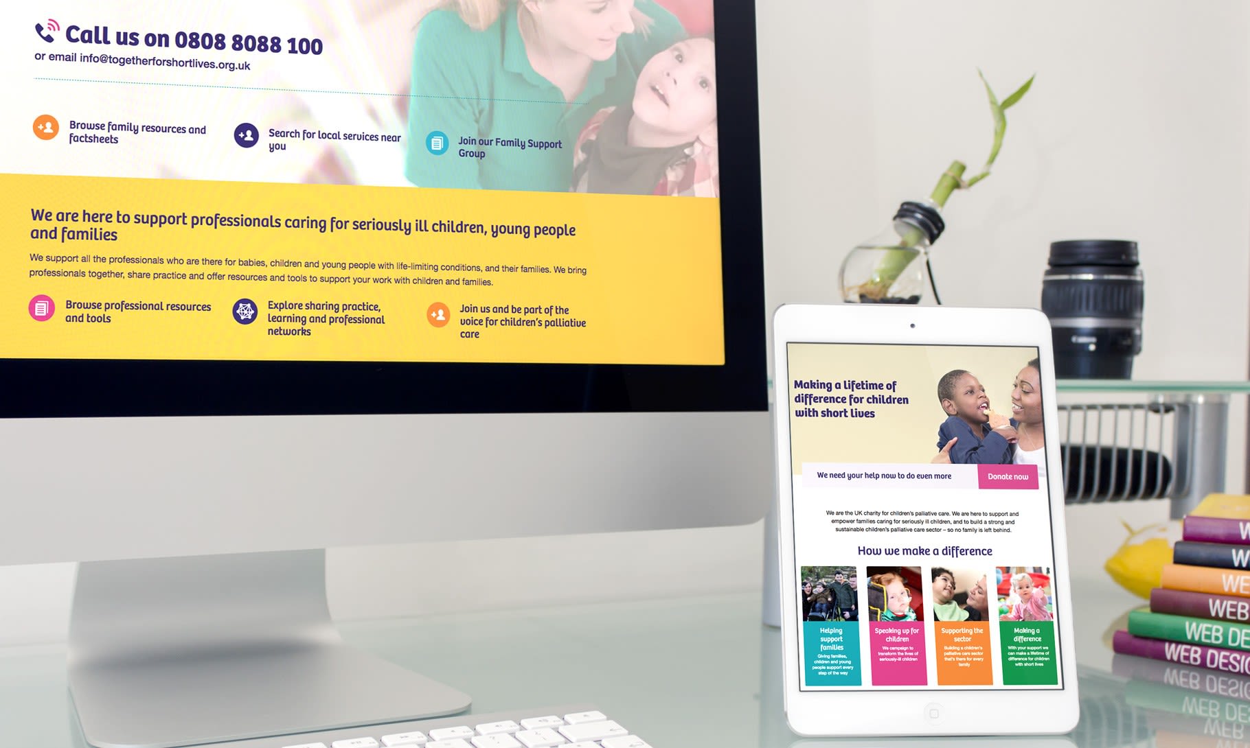 Together for Short Lives Homepage on desktop and tablet