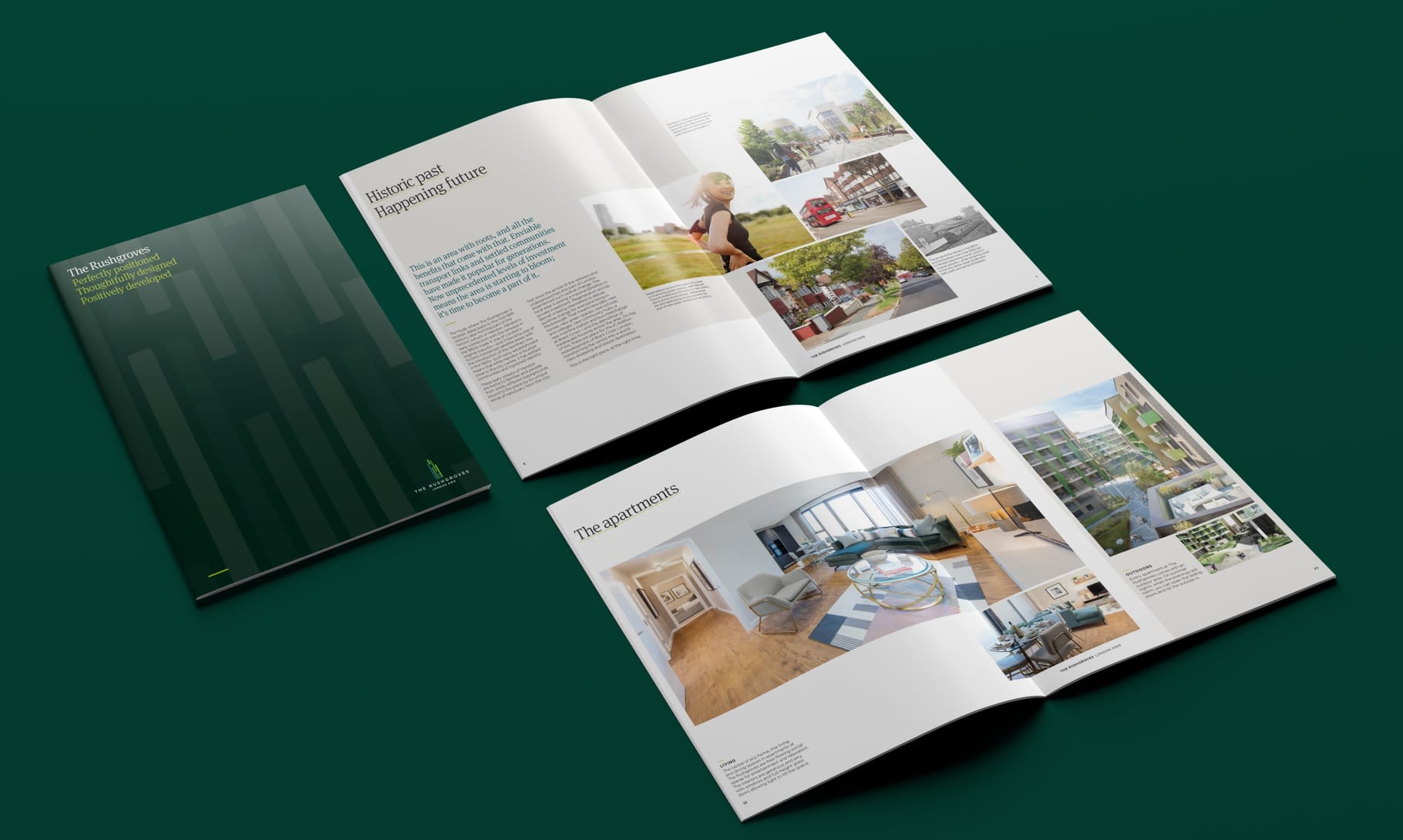 host brochure for the rushgroves - cover and two inside spreads opened