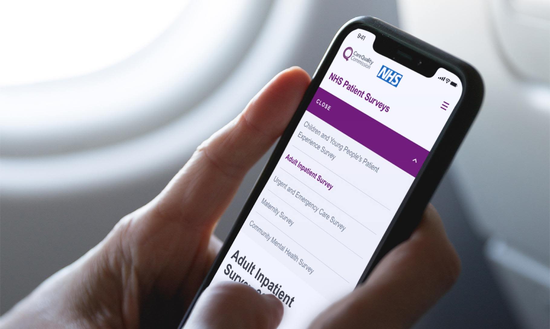 Man using the NHS Patient Survey on his iphonex