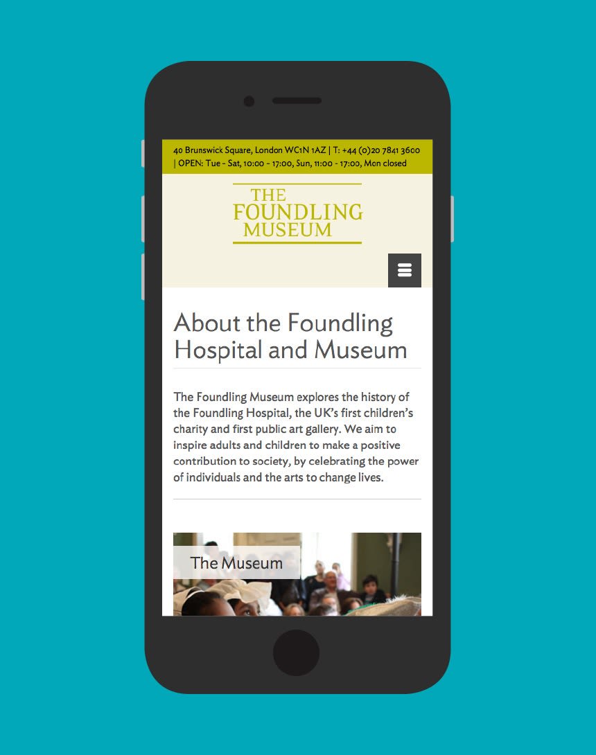 Foundling Museum About webpage on iphone