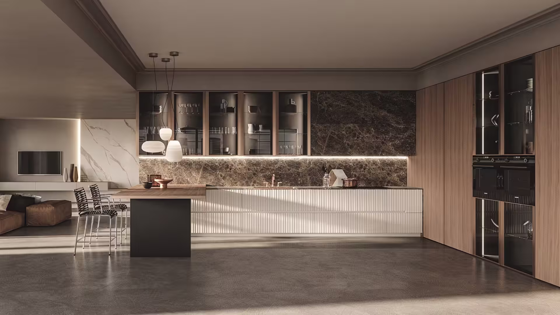 Art Deco Italian kitchen cabinets for luxury NYC condo