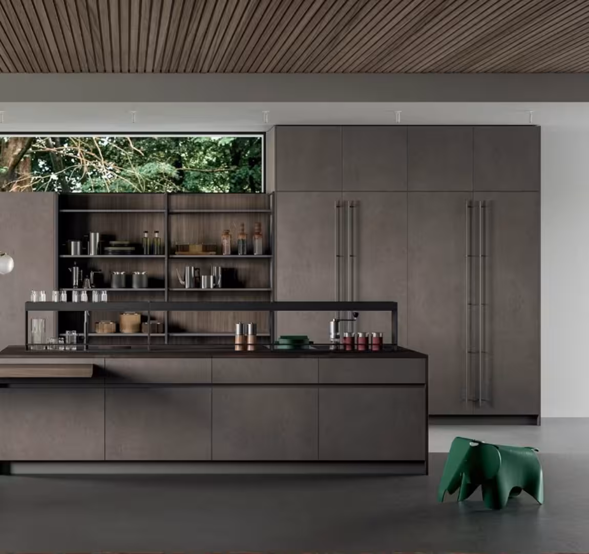 Modern Italian kitchen cabinets with sleek hardware in NYC apartment